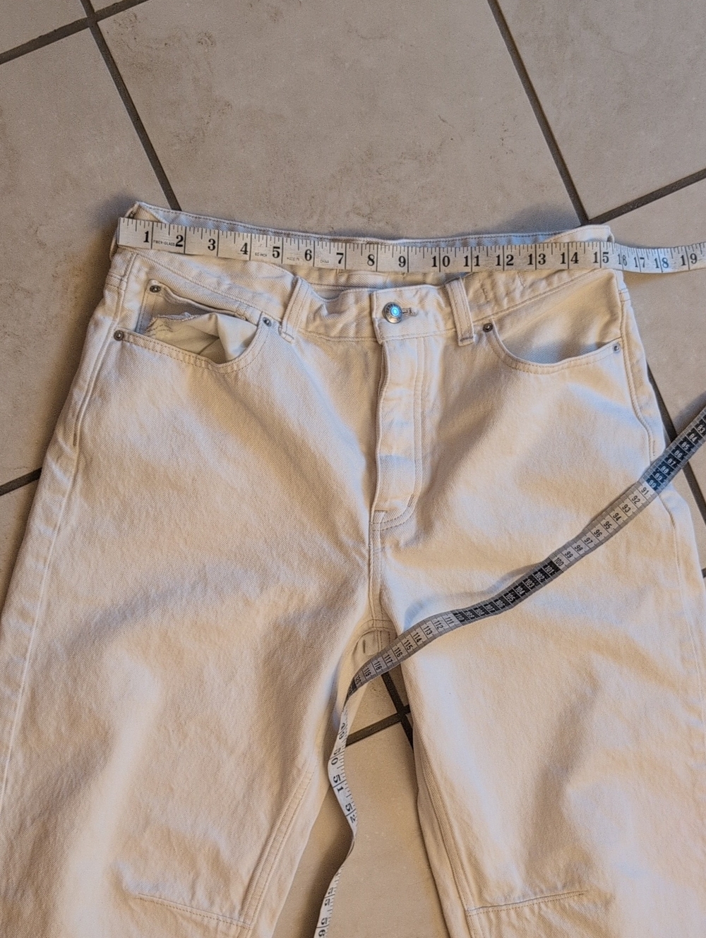 NEW Madewell The Darted Barrel-Leg Jean Vintage Canvas White Size 28 - Picture 8 of 12